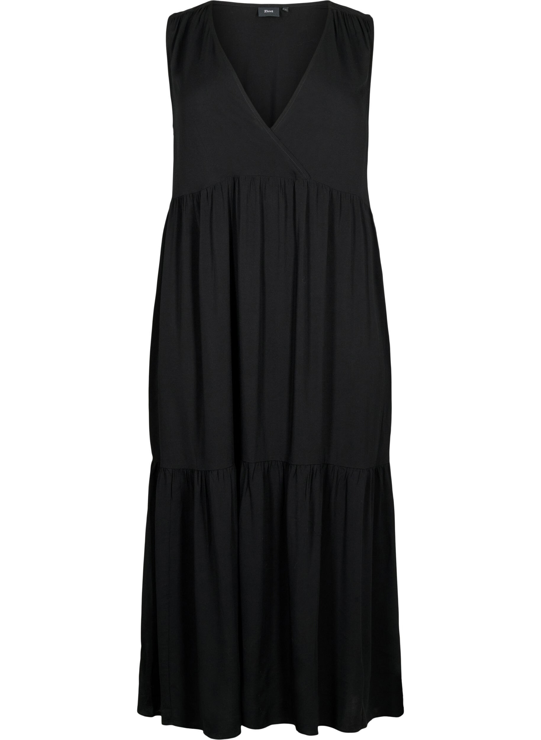 Zizzi &Auml;rmelloses Maxikleid aus Viskose, Black, Packshot image number 0