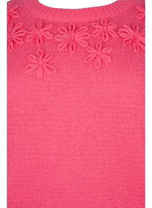 Strickbluse mit Blumendetails, Hot Pink, Packshot image number 2