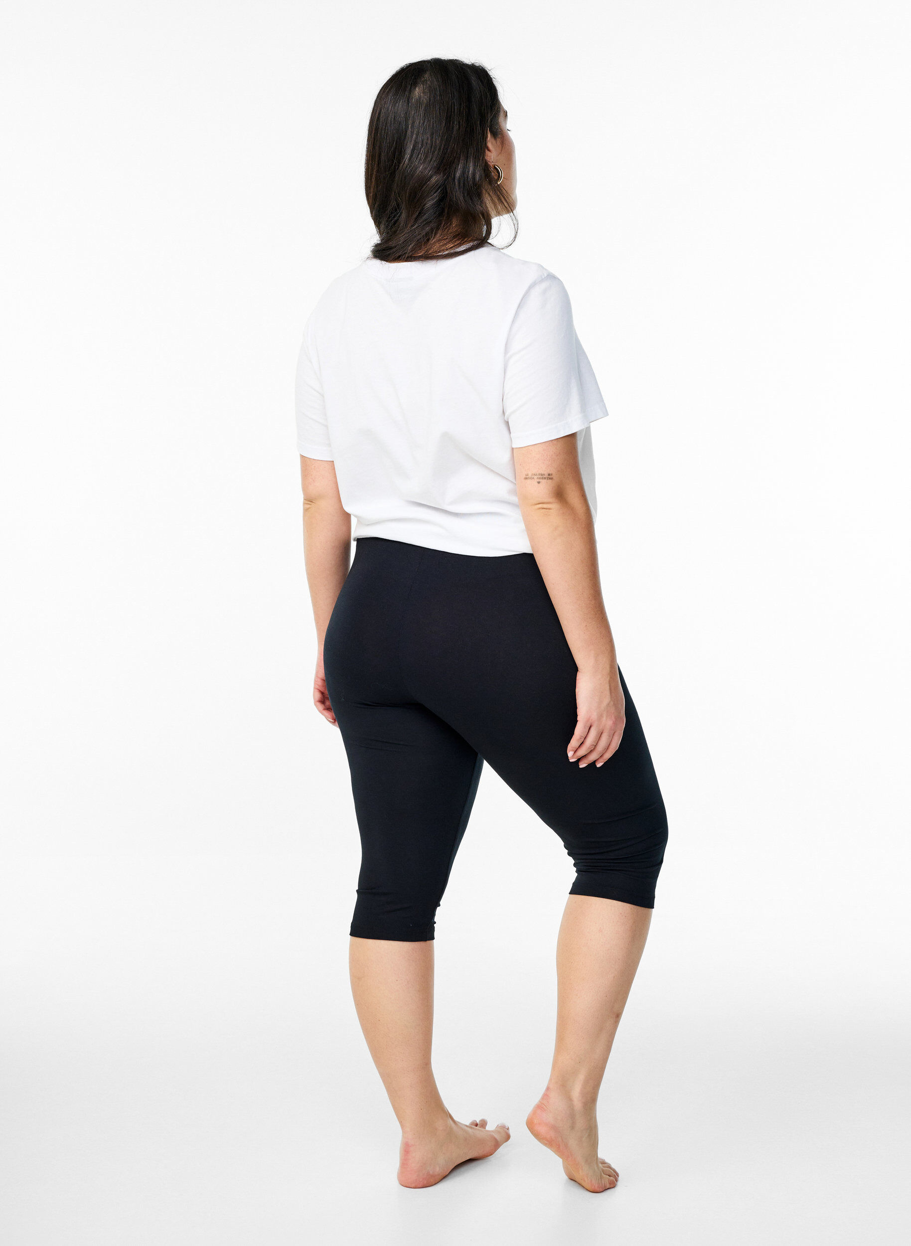 Zizzi Basic-Leggings mit 3/4-L&auml;nge aus Viskose, Black, Model image number 1