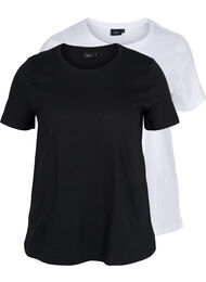 2er-Pack basic T-Shirts aus Baumwolle, Black/B White, Packshot