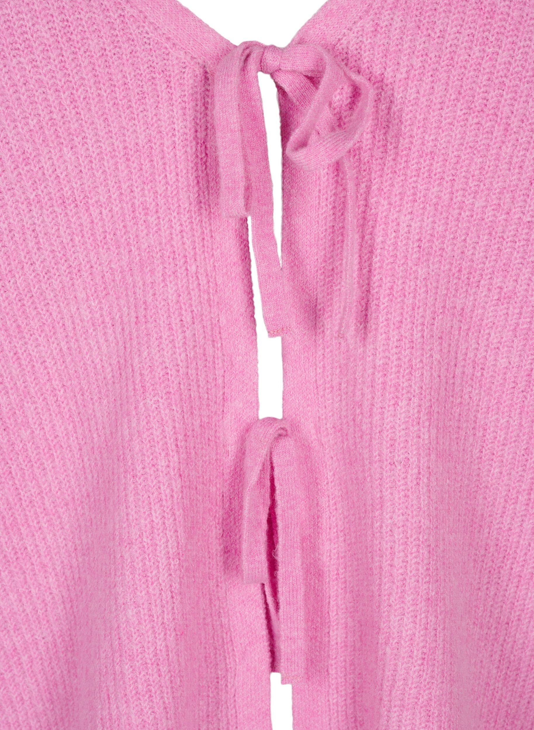 Zizzi Strickjacke mit Bindeg&uuml;rtel, Begonia Pink Mel., Packshot image number 2
