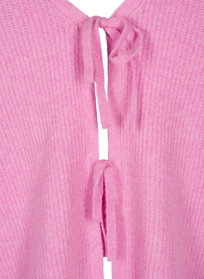 Strickjacke mit Bindegürtel, Begonia Pink Mel., Packshot image number 2