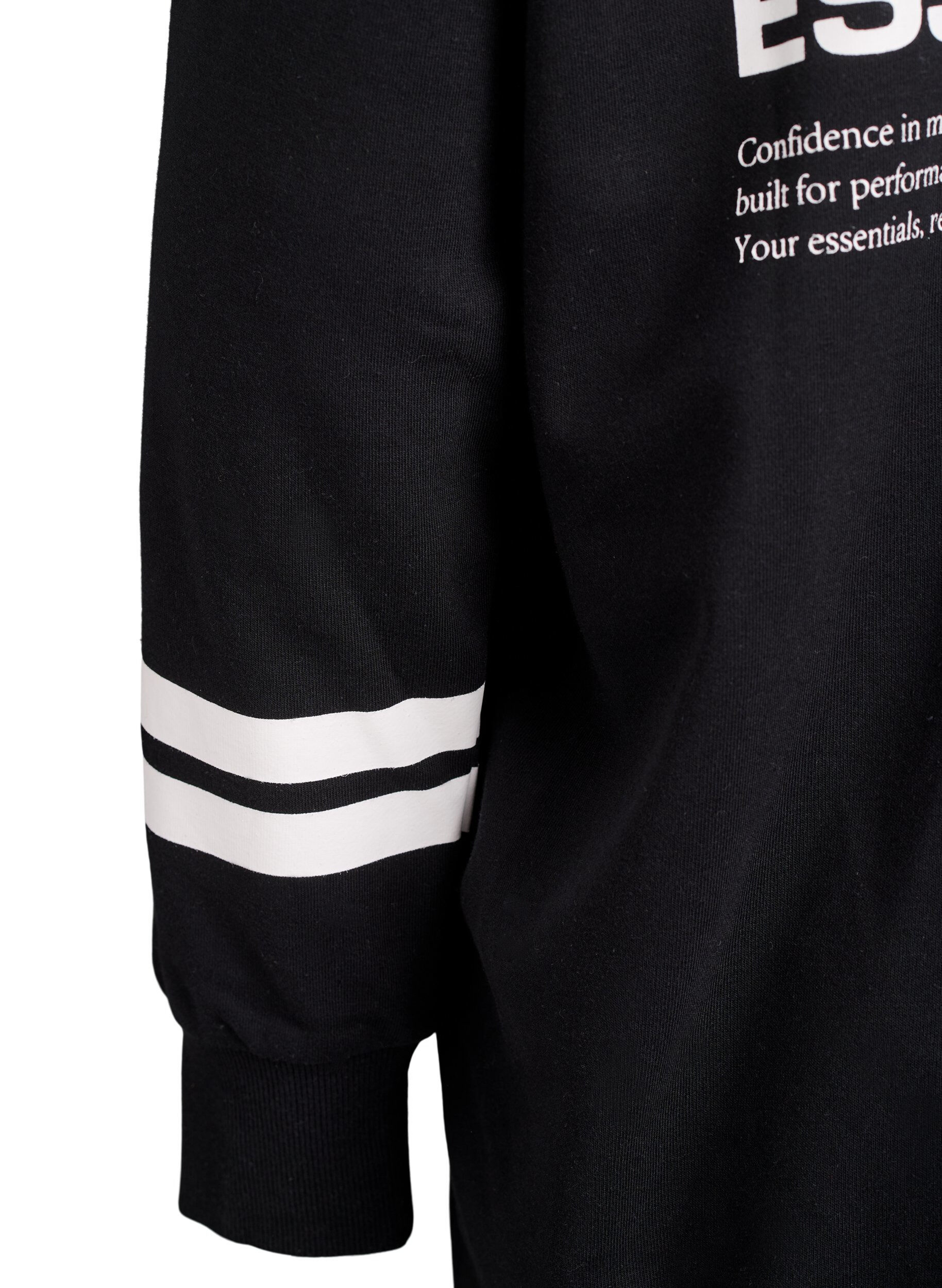 Zizzi Lange Sweat-Strickjacke mit Printdetails, Schwarz, Packshot image number 4