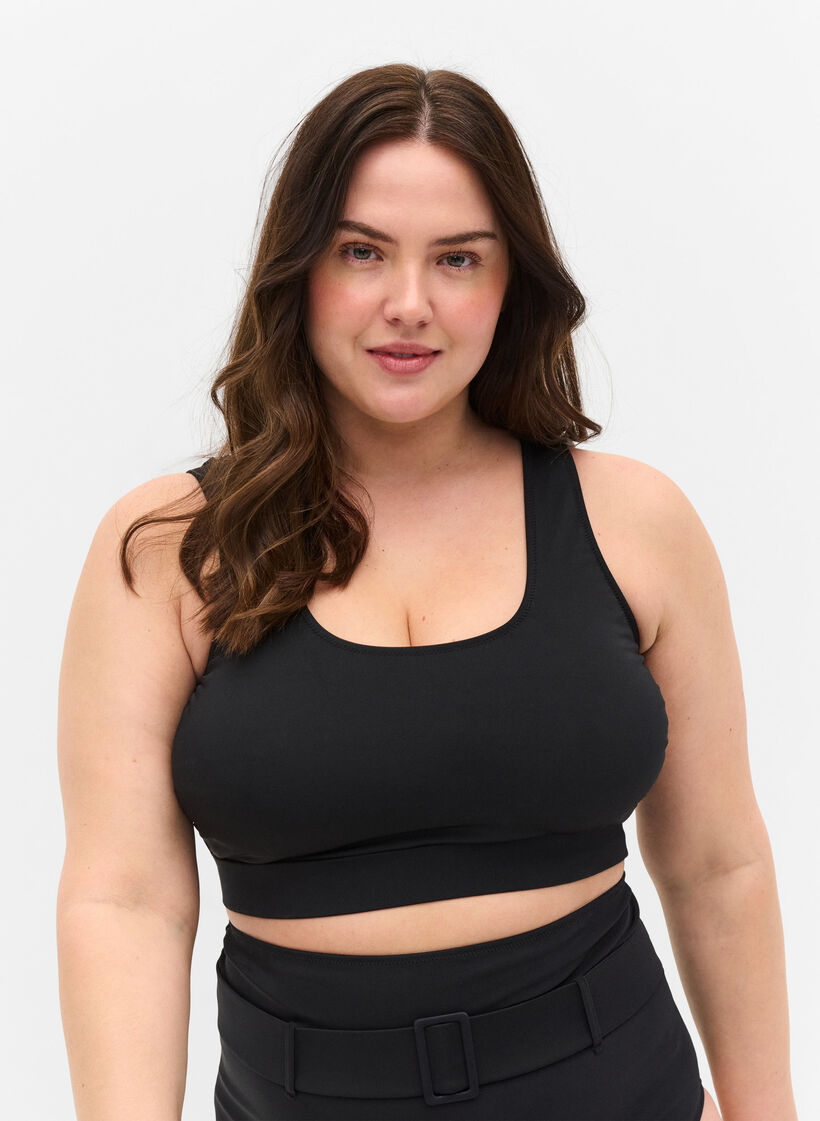 Bikini-Top mit Rundhalsausschnitt, Black, Model image number 0