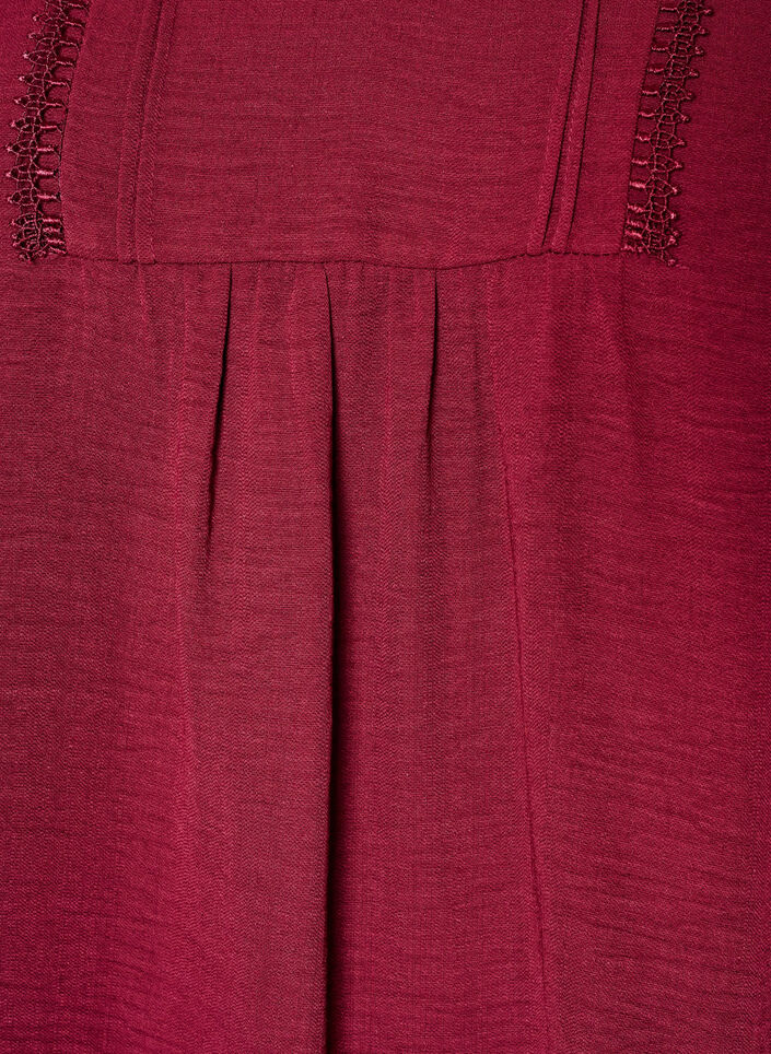 Bluse mit V-Ausschnitt und H&auml;kelband, Rot, Packshot image number 2