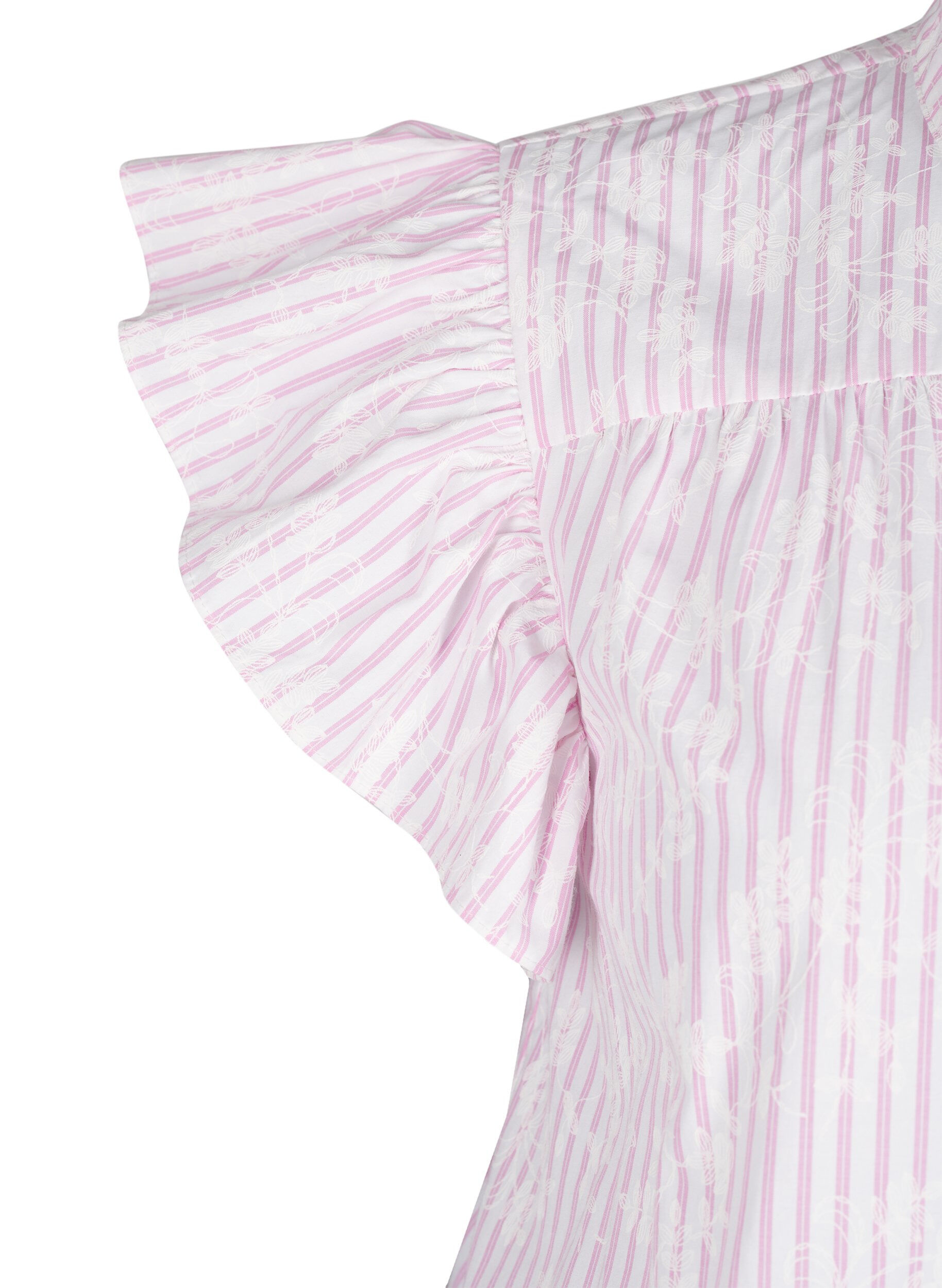 Zizzi &Auml;rmellose Bluse mit Streifen und Blumendruck, Pink, Packshot image number 3