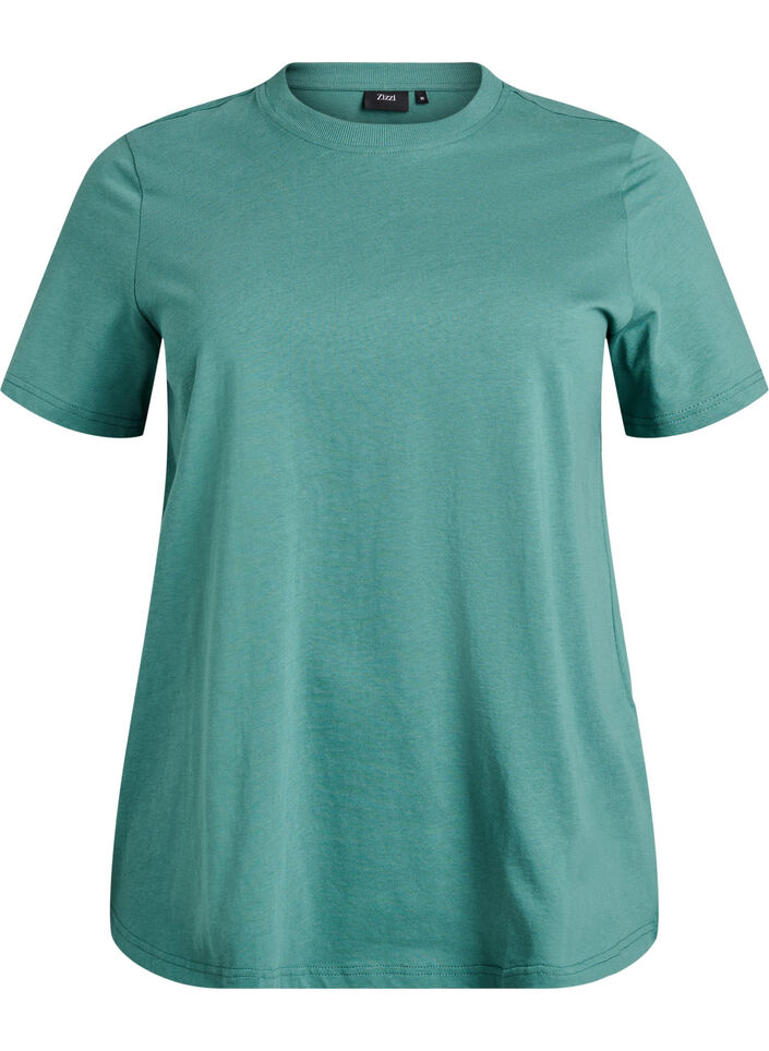 Basic-T-Shirt aus Baumwolle mit Rundhalsausschnitt, Gr&uuml;n, Packshot image number 0