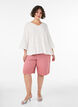 Bluse mit Struktur, V-Ausschnitt und R&uuml;schen, Vanille, Model image number 1