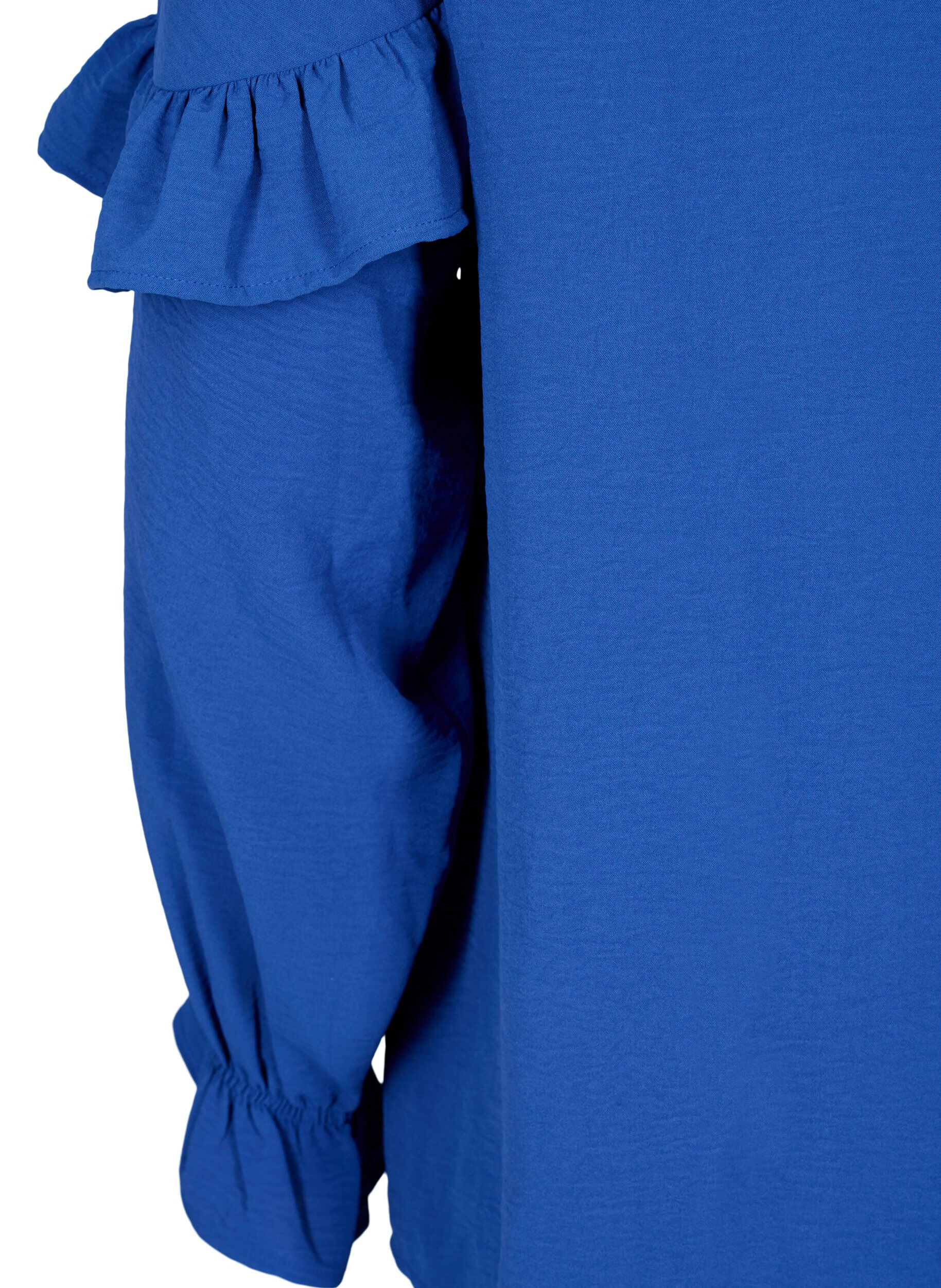 Zizzi Bluse mit R&uuml;schen und Kn&ouml;pfen, Deep Ultramarine, Packshot image number 3