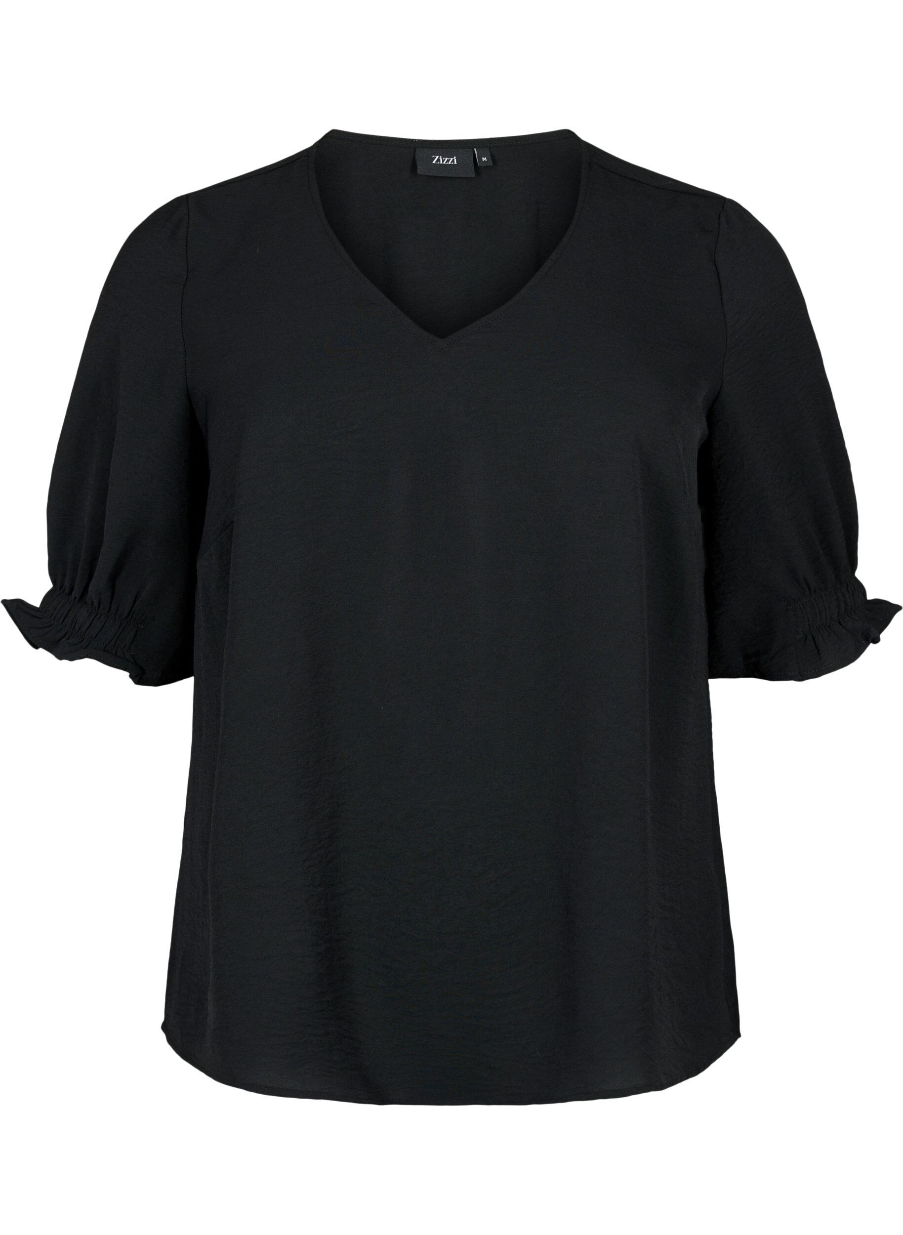 Zizzi Bluse mit V-Ausschnitt, Black, Packshot image number 0
