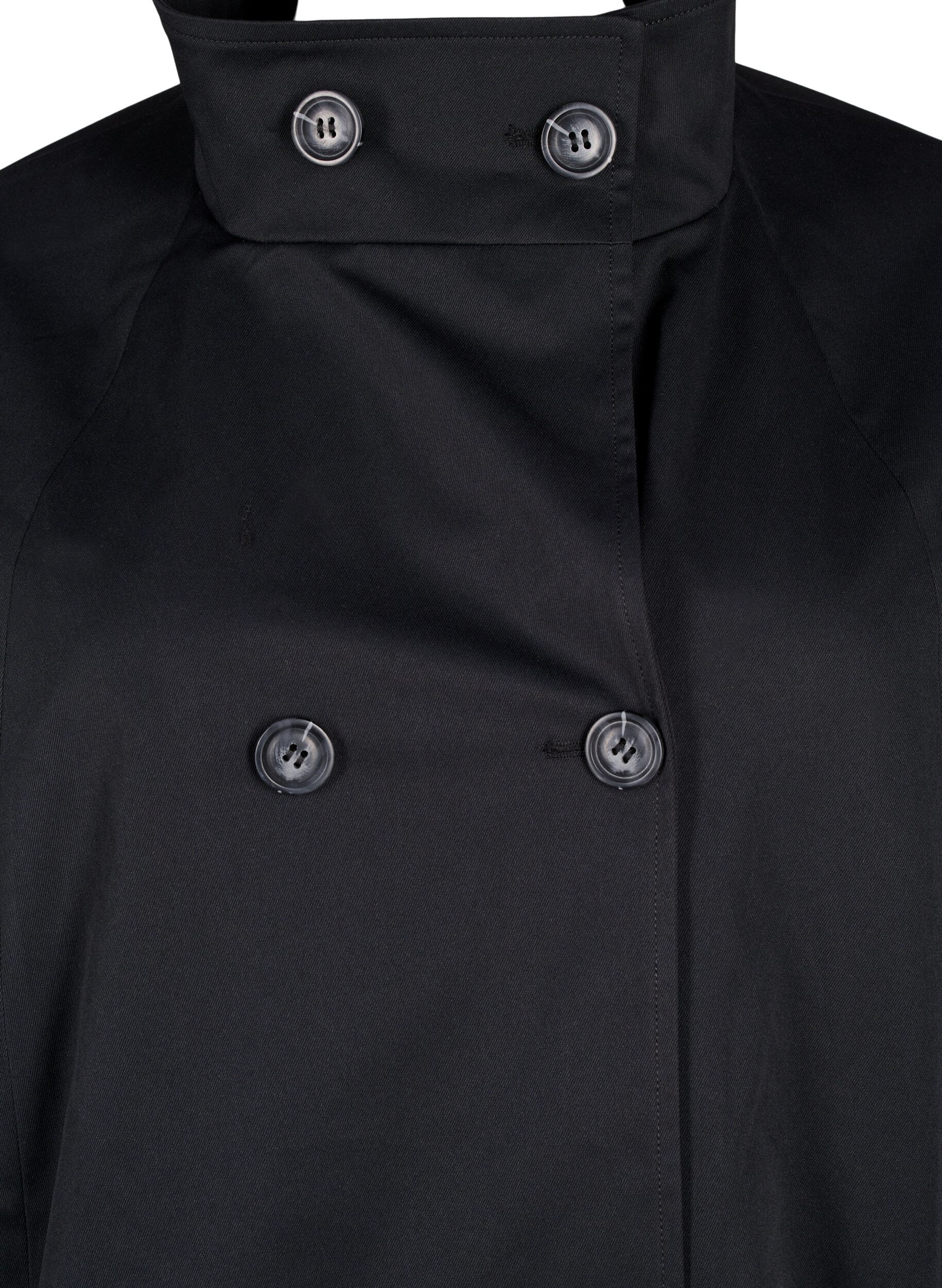 Zizzi Fr&uuml;hlingsjacke aus wasserabweisendem Material mit A-Linie, Schwarz, Packshot image number 2