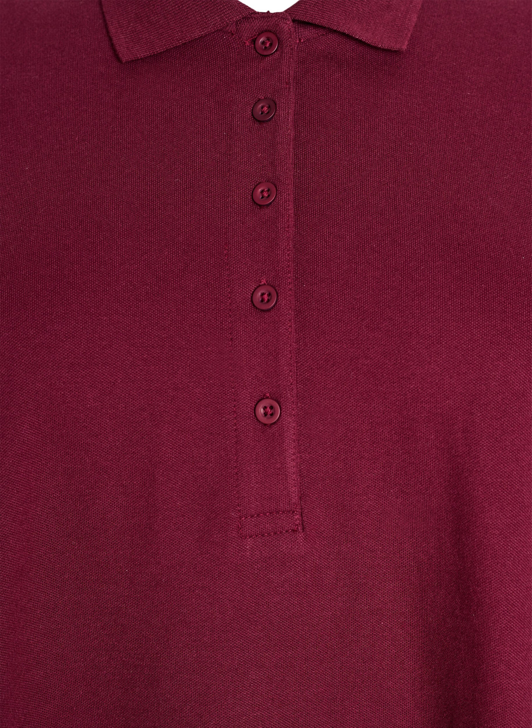 Zizzi Kurzes Polokleid im A-Linien-Schnitt, Dunkles Bordeaux, Packshot image number 2