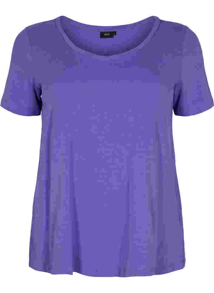 Einfarbiges basic T-Shirt aus Baumwolle, Ultra Violet, Packshot image number 0