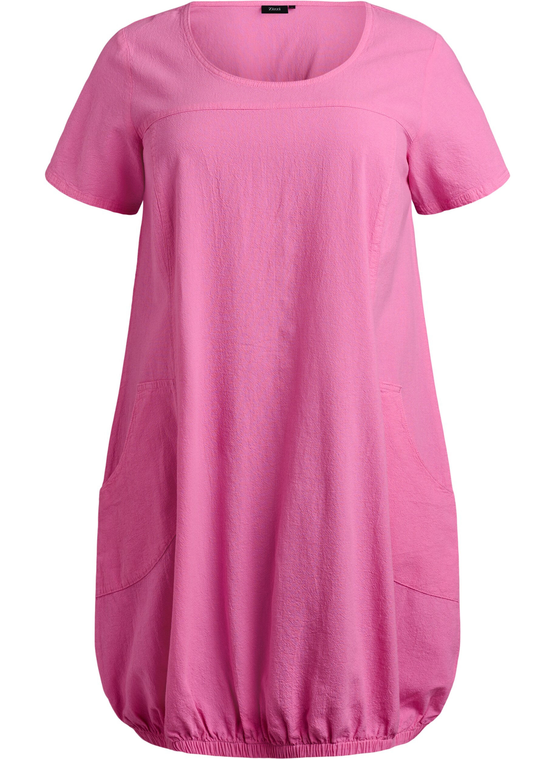 Zizzi Kurzarm Kleid aus Baumwolle, Pink, Packshot image number 0