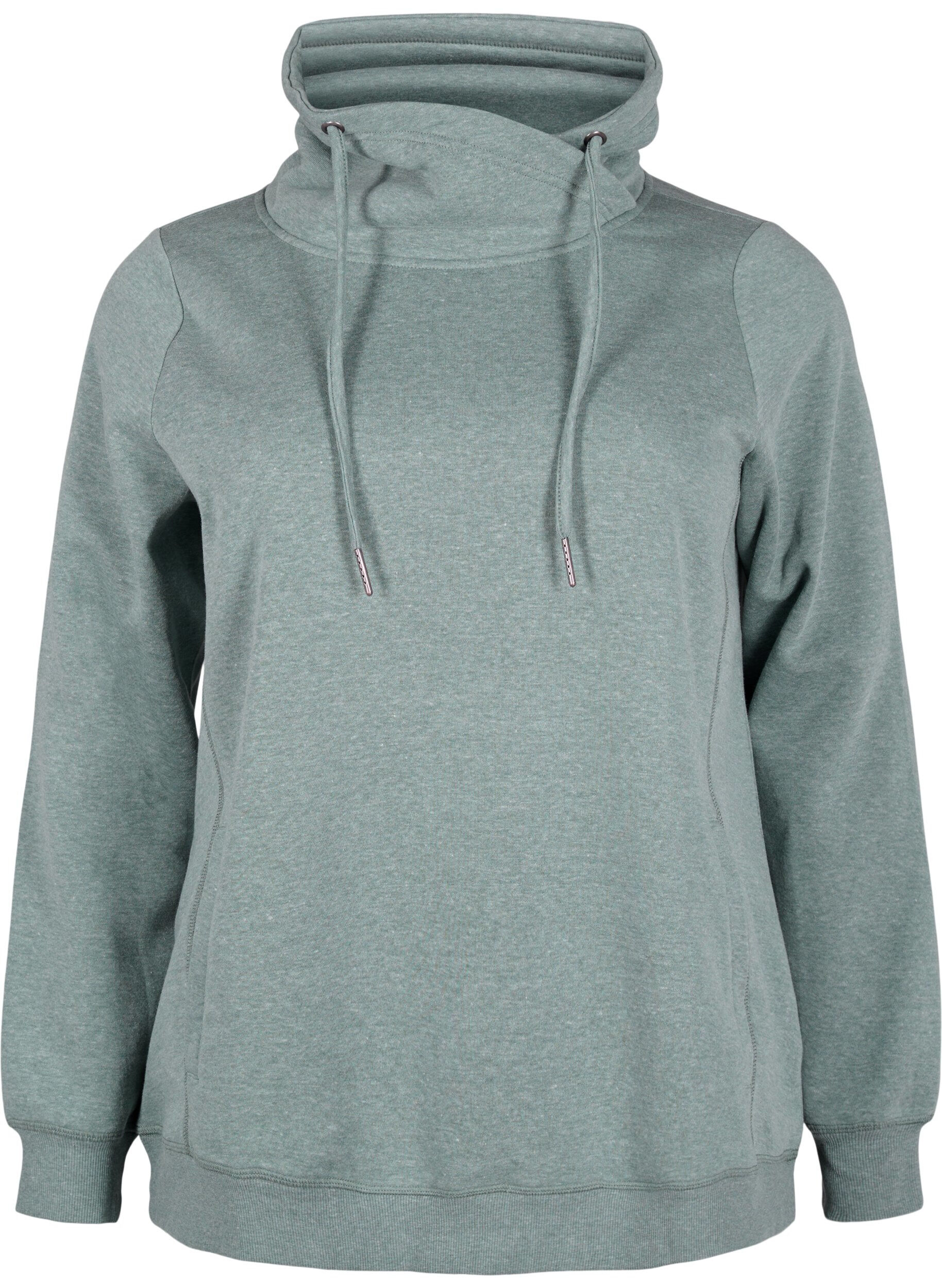 Zizzi FLASH - Sweatshirt mit Stehkragen, Balsam Green Melange, Packshot image number 0