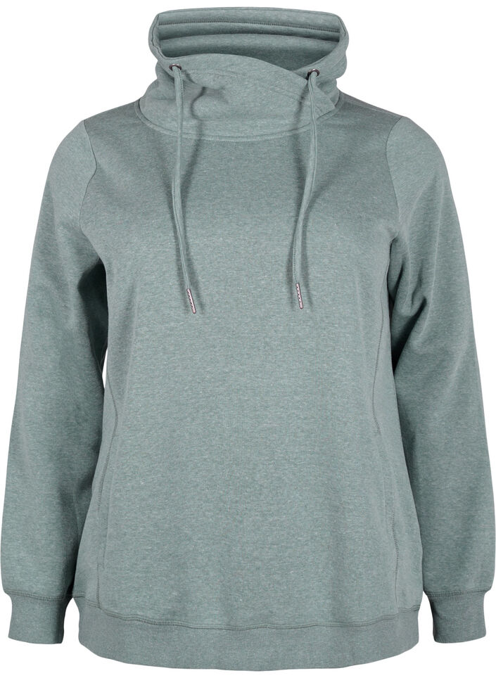 FLASH - Sweatshirt mit Stehkragen, Balsam Green Melange, Packshot image number 0