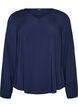 Bluse aus Viskose mit V-Ausschnitt und abgerundetem Saum, Blau, Packshot image number 0