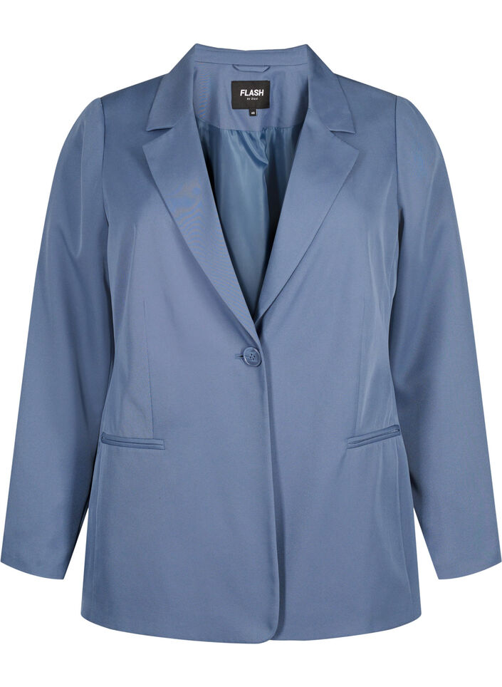 FLASH – Schlichter Blazer mit Knopf, Blau, Packshot image number 0