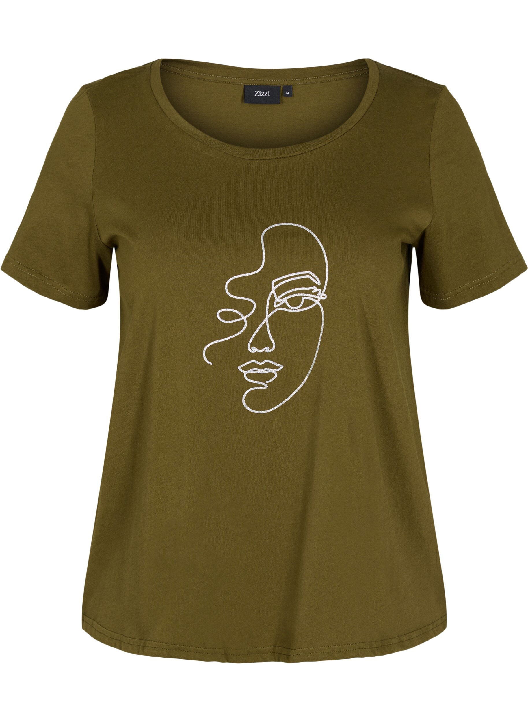 Zizzi T-Shirt mit Glitzerprint aus Baumwolle, Ivy G. Shimmer Face, Packshot image number 0