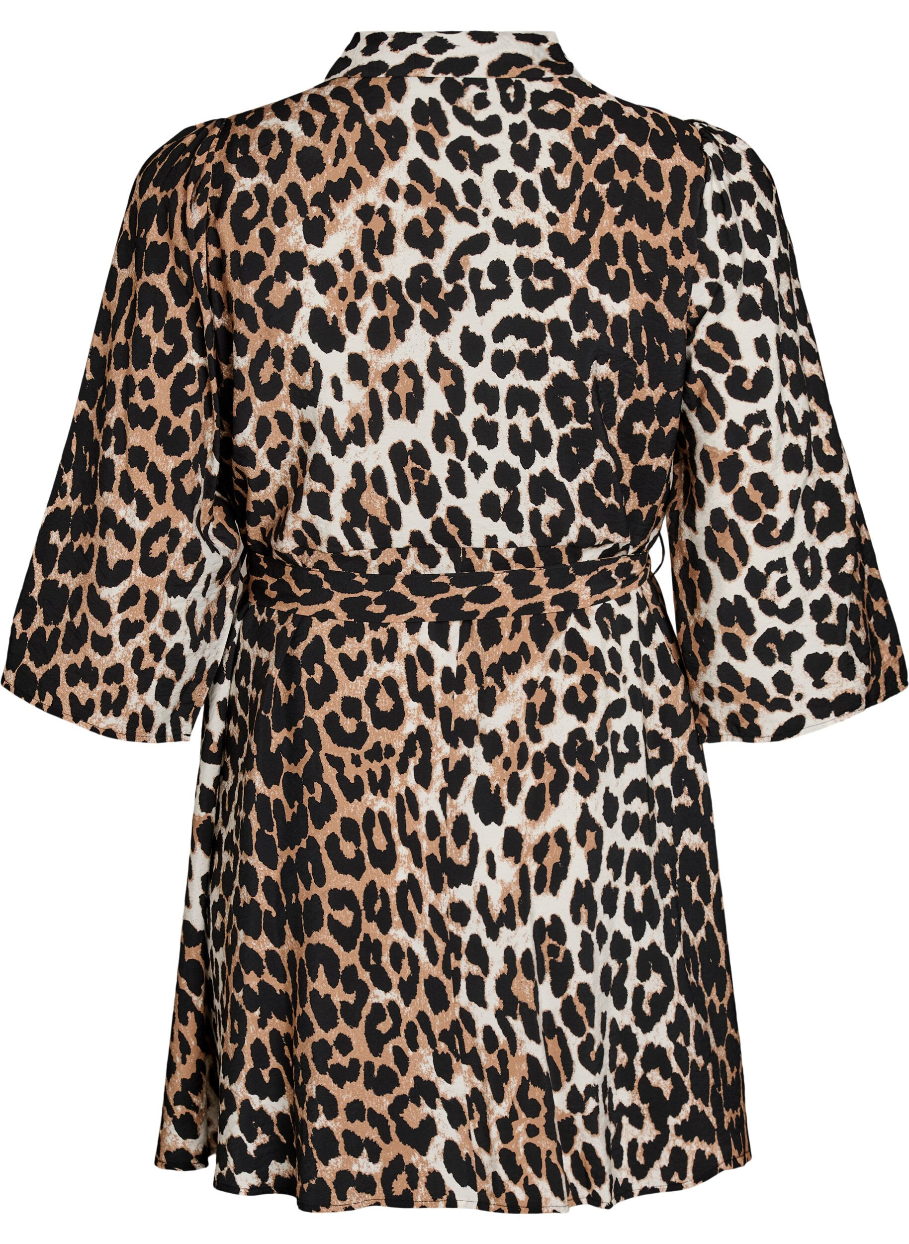 Zizzi Patterned tunic with a tie-belt and 3/4 sleeves, Brown, Packshot image number 1