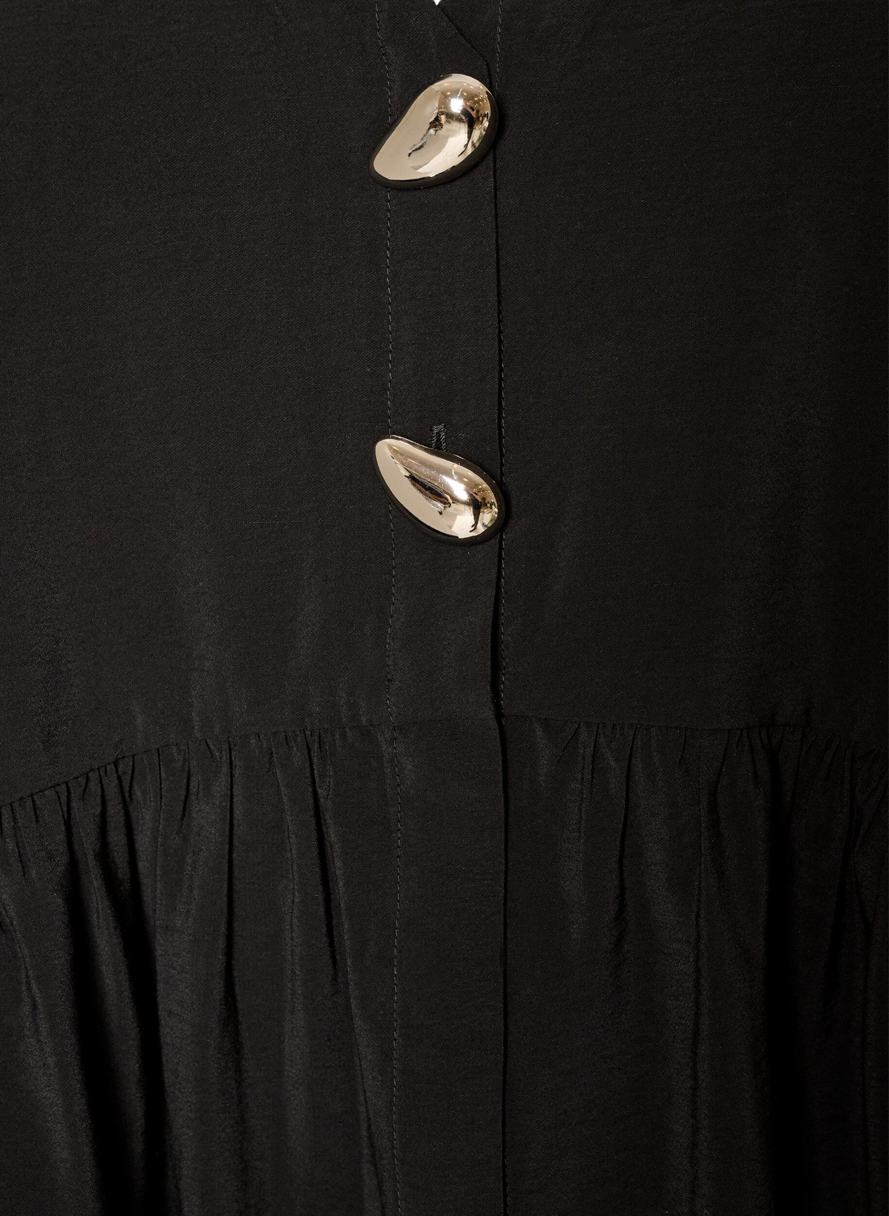 Zizzi&Auml;rmellose Sch&ouml;&szlig;chenbluse mit dekorativen Kn&ouml;pfen, Schwarz, Packshot image number 2