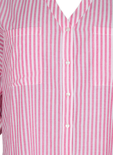 Gestreifte Tunika mit V-Ausschnitt und Knöpfen, Beetroot Stripe, Packshot image number 2