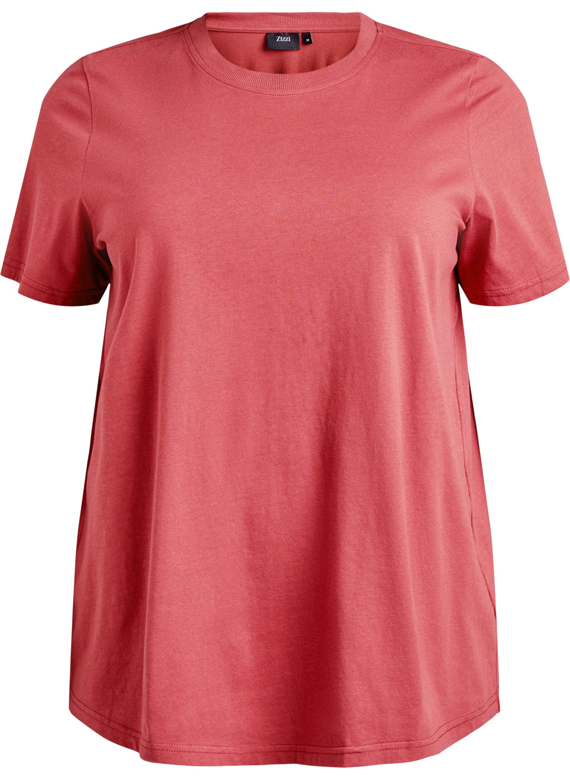 ZizziBasic-T-Shirt aus Baumwolle mit Rundhalsausschnitt, Rot, Packshot image number 0