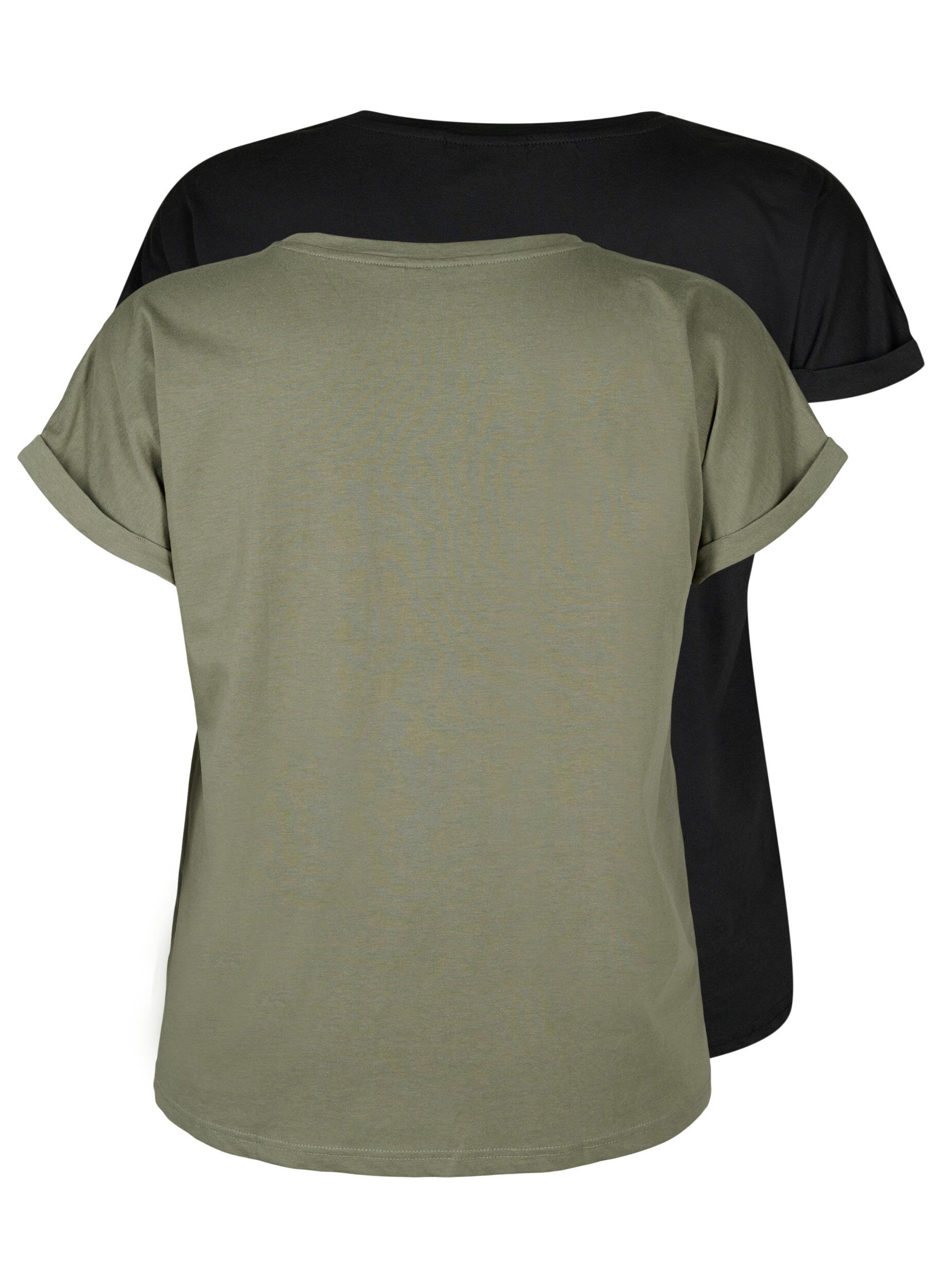 Zizzi2er-Pack kurz&auml;rmlige T-Shirts, Gr&uuml;n, Packshot image number 1