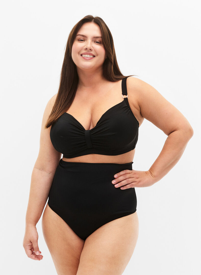 Bikinislip mit hoher Taille, Schwarz, Model image number 0