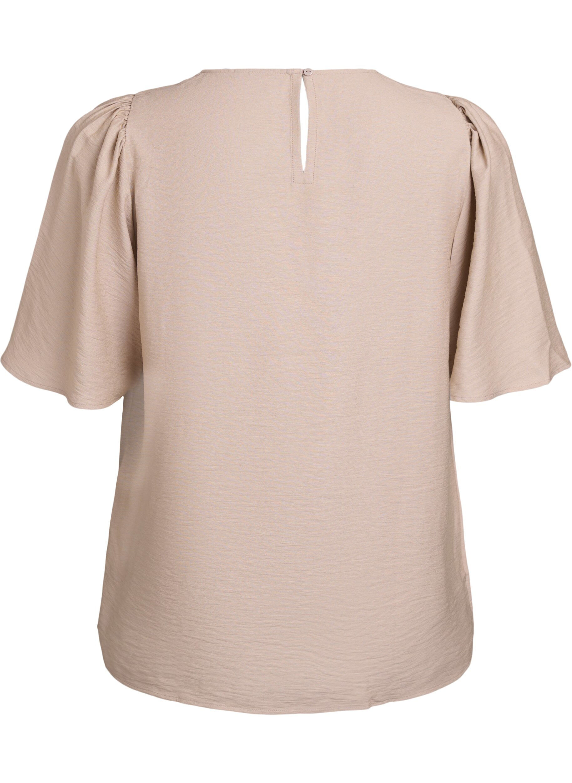 Zizzi Bluse mit kurzen, weiten &Auml;rmeln, Beige, Packshot image number 1