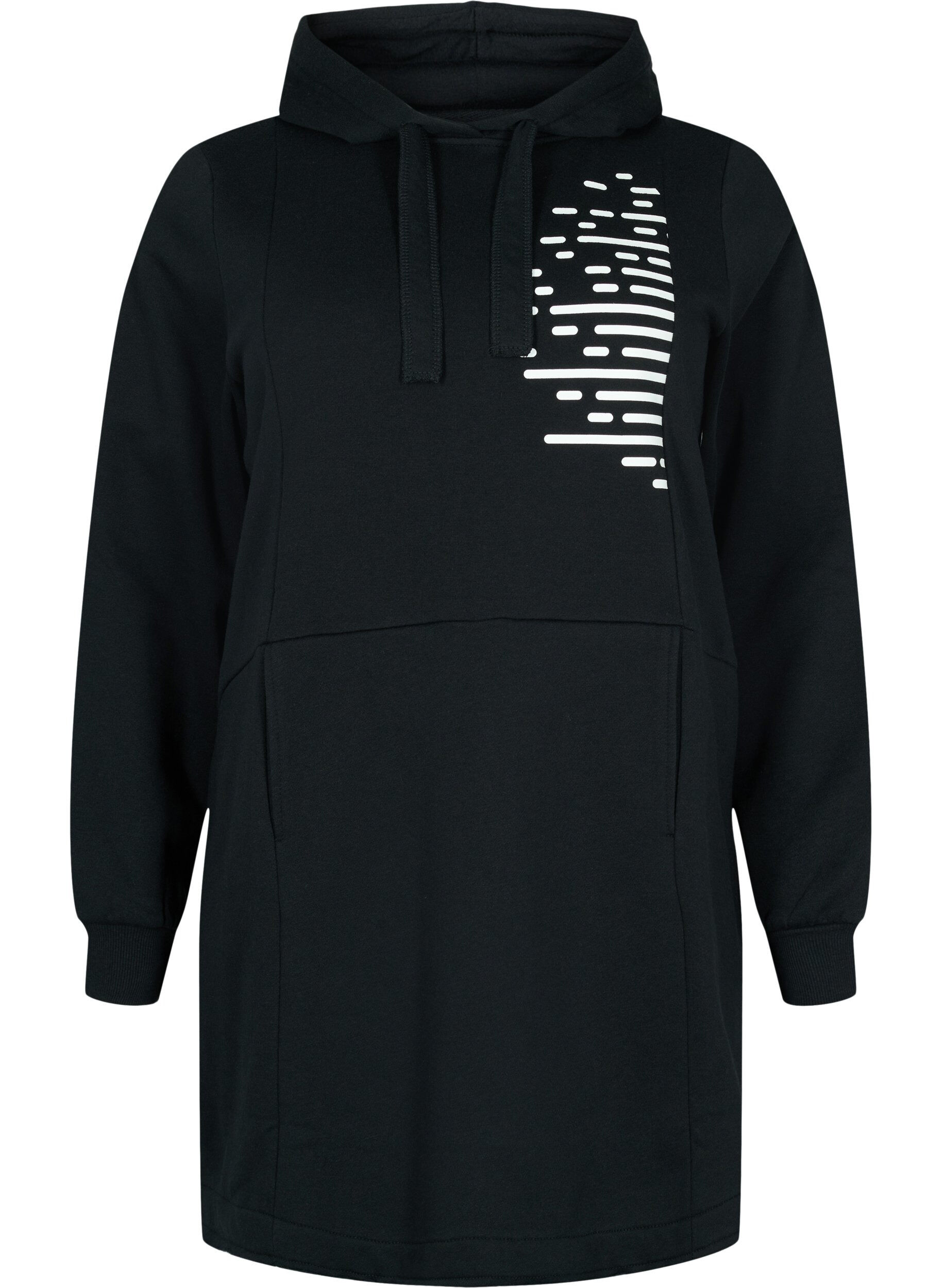 Zizzi Langes Sweatshirt mit Kapuze und Taschen, Black, Packshot image number 0