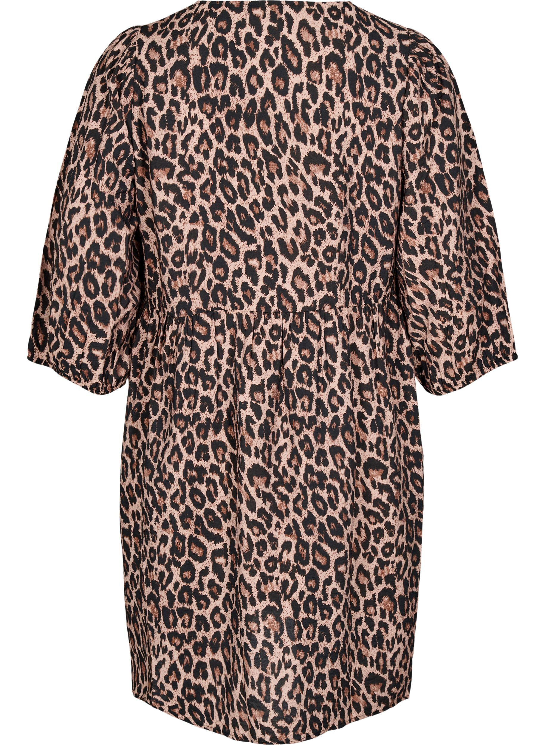 Zizzi Kleid mit Schleifen und 3/4-&Auml;rmeln, LEO AOP, Packshot image number 1