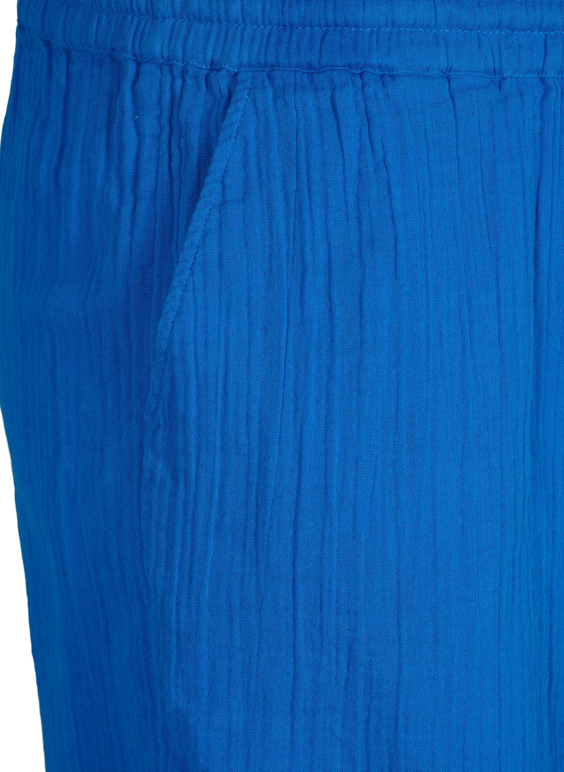 Zizzi Kurze Hosen mit Taschen aus Baumwoll-Musselin, Victoria blue, Packshot image number 2