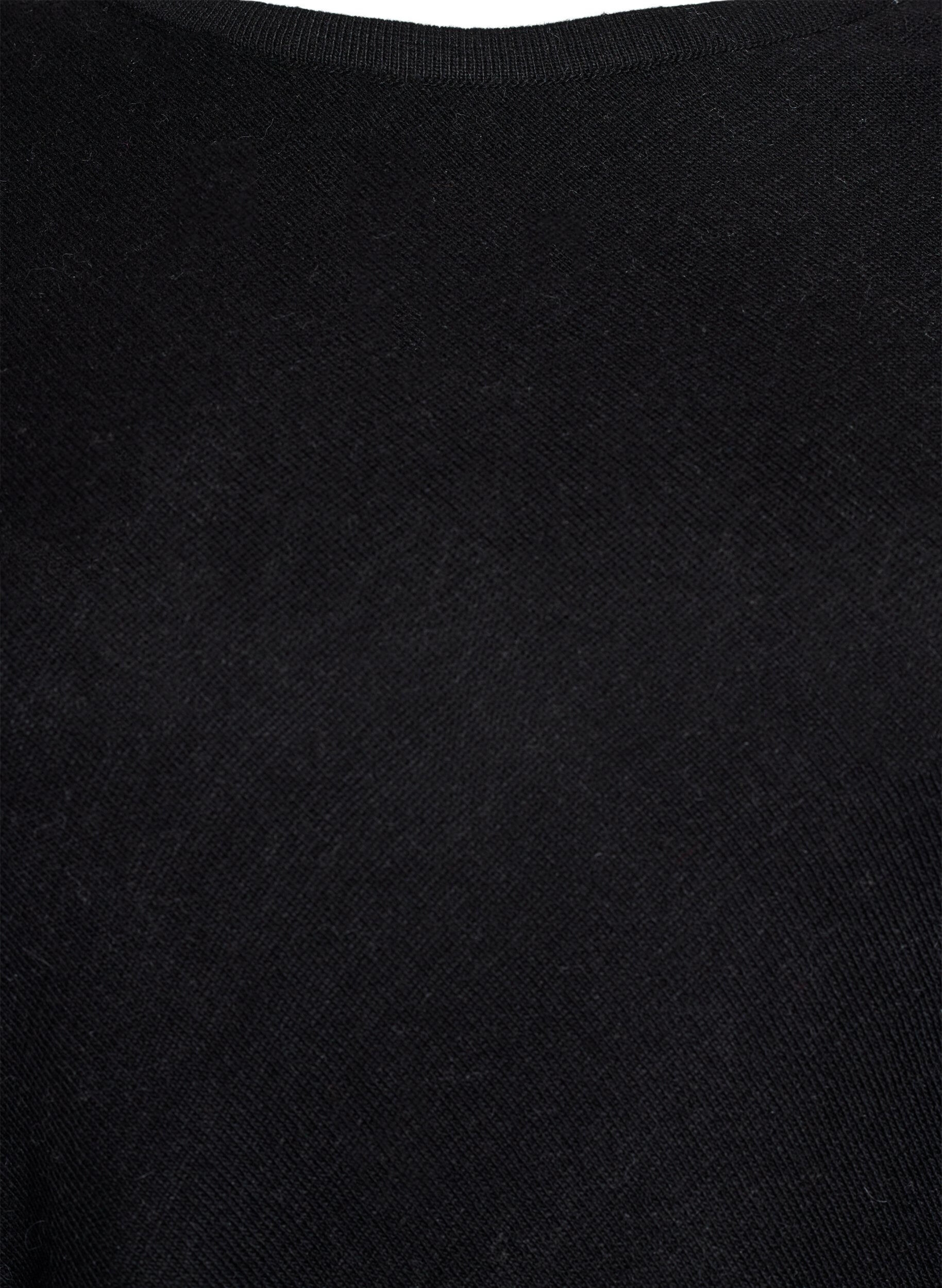 Zizzi Feinstrickponcho., Schwarz, Packshot image number 2