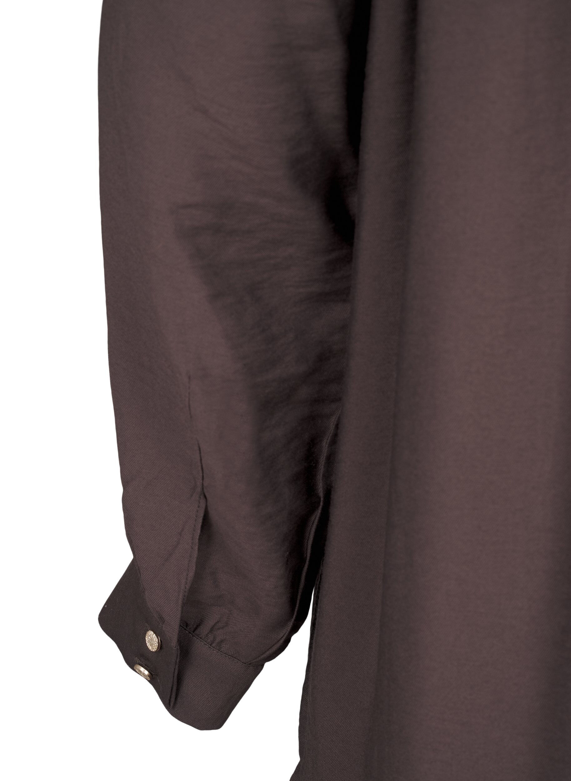 Zizzi Kurzes Kleid mit R&uuml;schenkragen, Seal Brown, Packshot image number 3