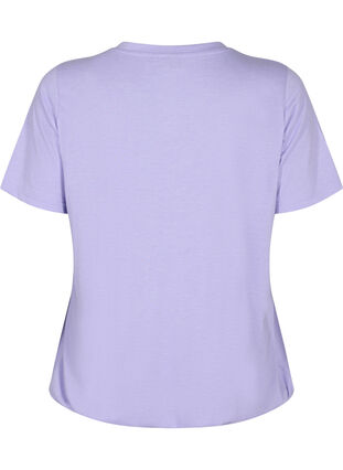 Meliertes T-Shirt mit elastischem Saum, Lavender Mél, Packshot image number 1
