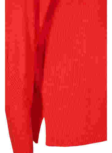 Strickbluse mit Rippstruktur, Fiery Red Mel., Packshot image number 3
