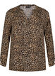 Langärmelige Bluse mit Leopardenmuster und V-Ausschnitt, Braun, Packshot image number 0