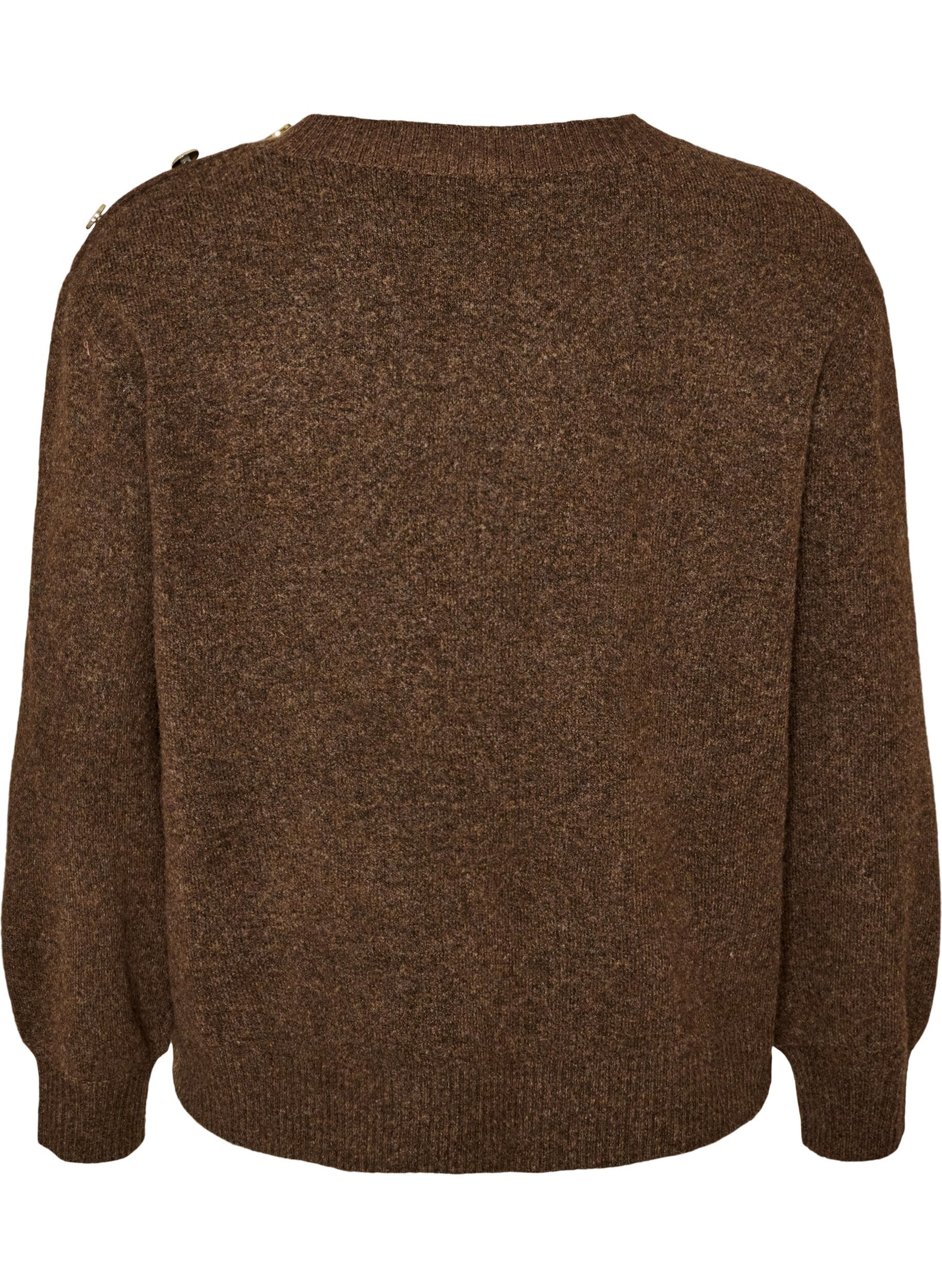 ZizziStrickbluse mit Knopfleiste, Braun, Packshot image number 1