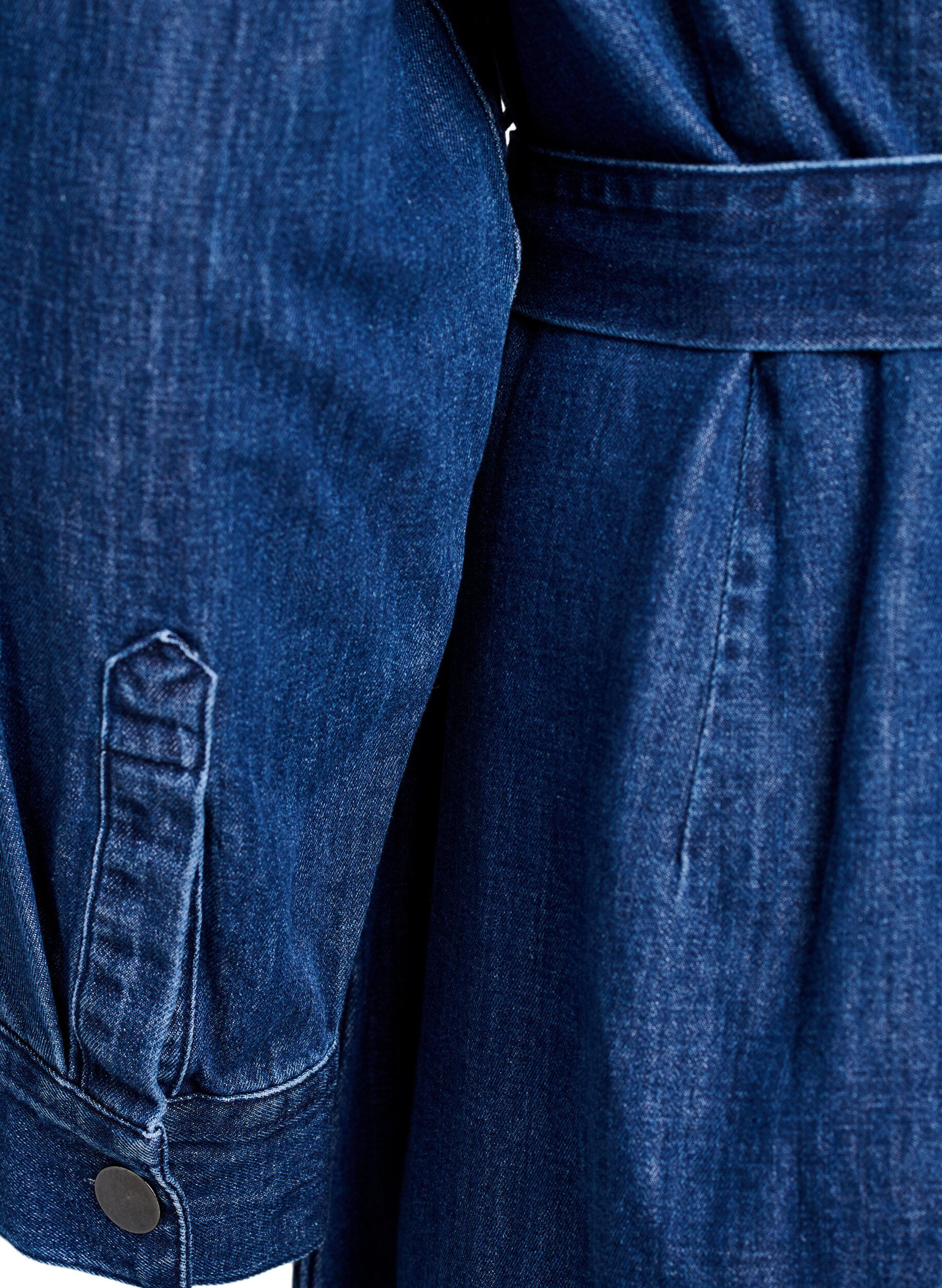 Zizzi Jeanskleid in Midi-L&auml;nge mit Bindeg&uuml;rtel, Blau, Packshot image number 3