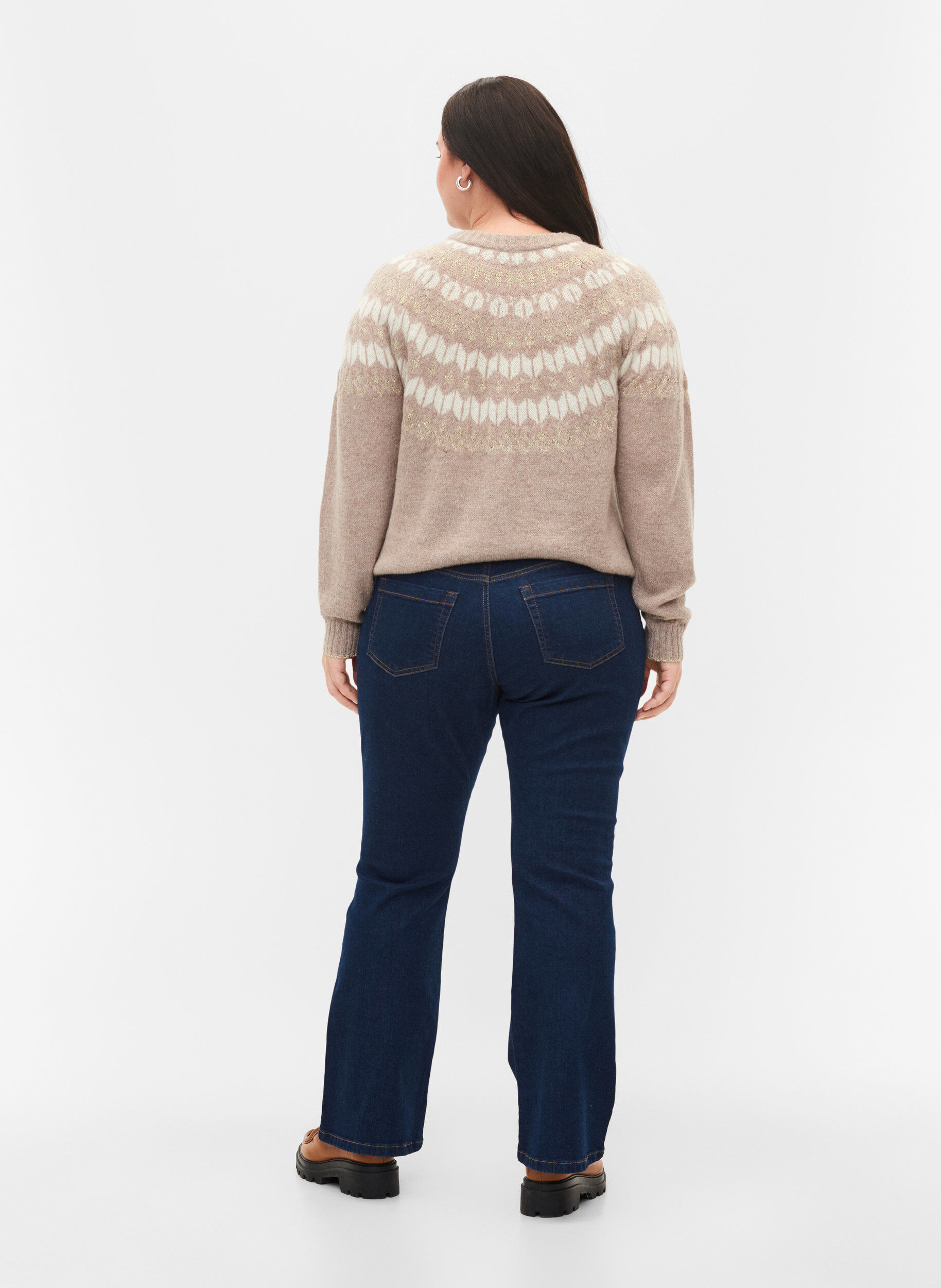 Zizzi Ellen Bootcut-Jeans mit hoher Taille, Blau, Model image number 1