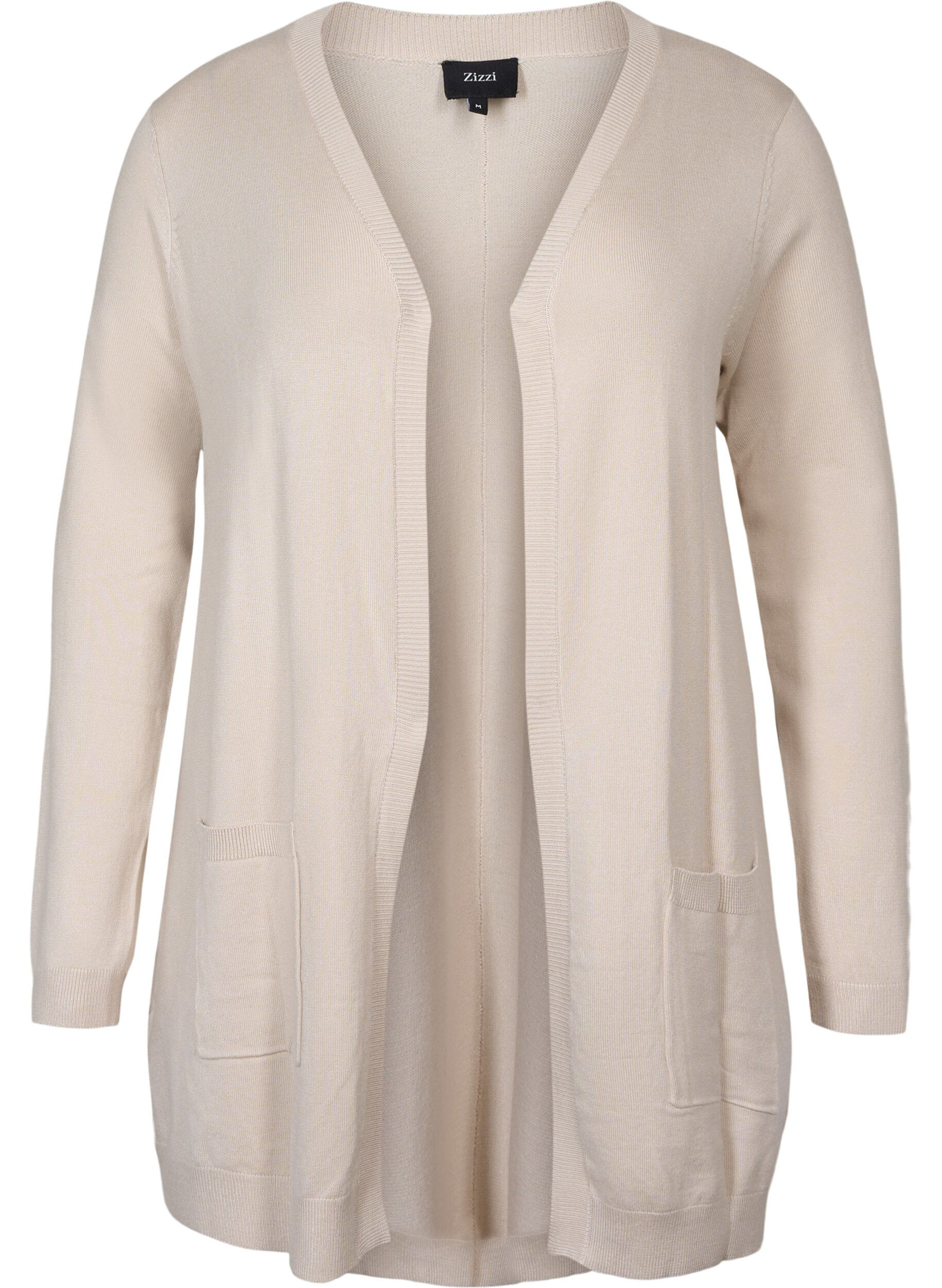 ZizziLange Strickjacke aus einer Viskosemischung, Beige, Packshot image number 0