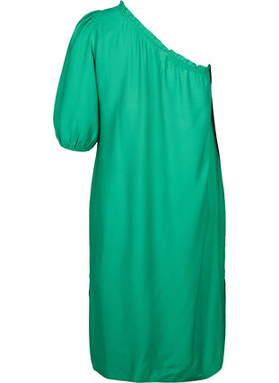 One-Shoulder-Kleid aus Viskose, Deep Mint, Packshot image number 1