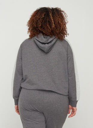 Sweatshirt mir Kapuze und Tasche, Dark Grey Melange, Model image number 1