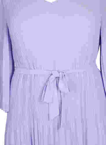 Plissiertes Kleid mit 3/4-Ärmeln, Lavender, Packshot image number 2