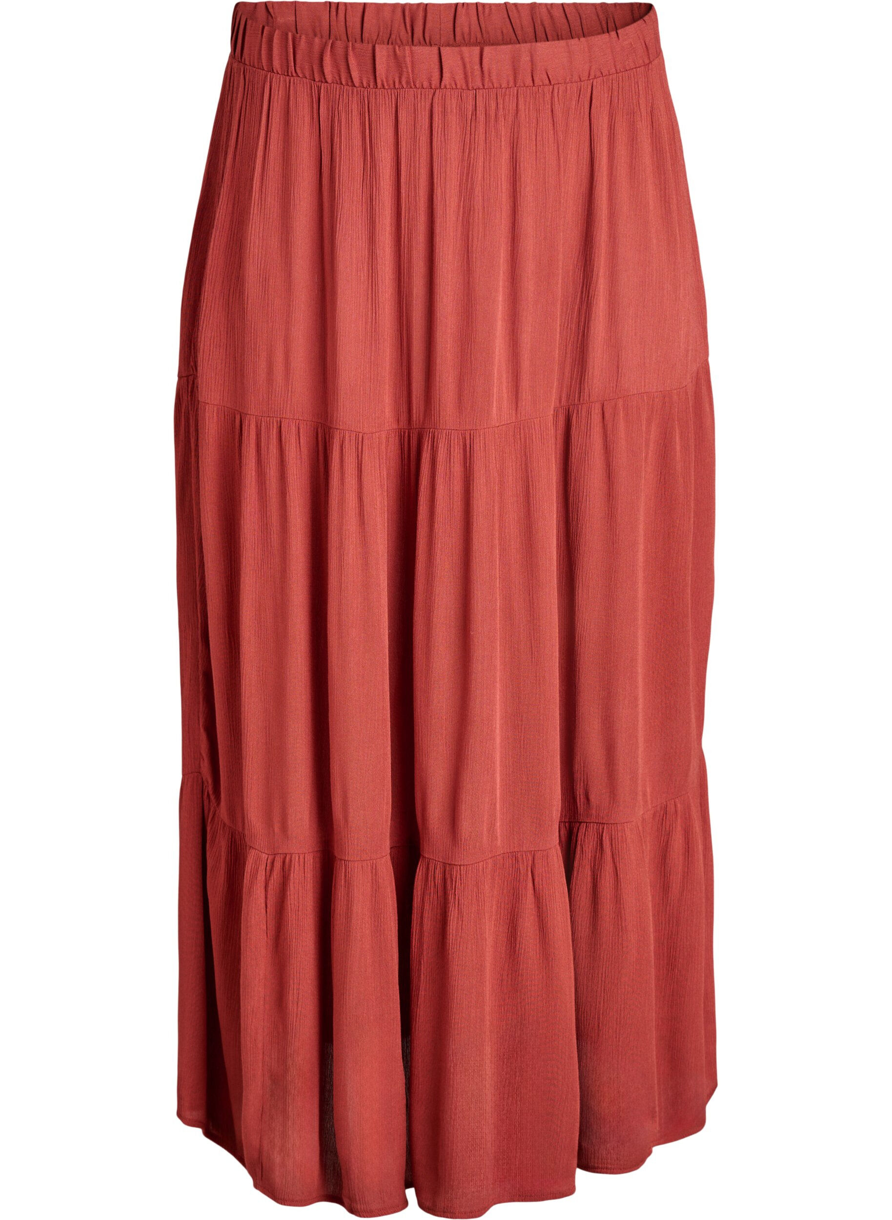 Zizzi Langer Rock mit Gummizug am Bund, Rot, Packshot image number 0