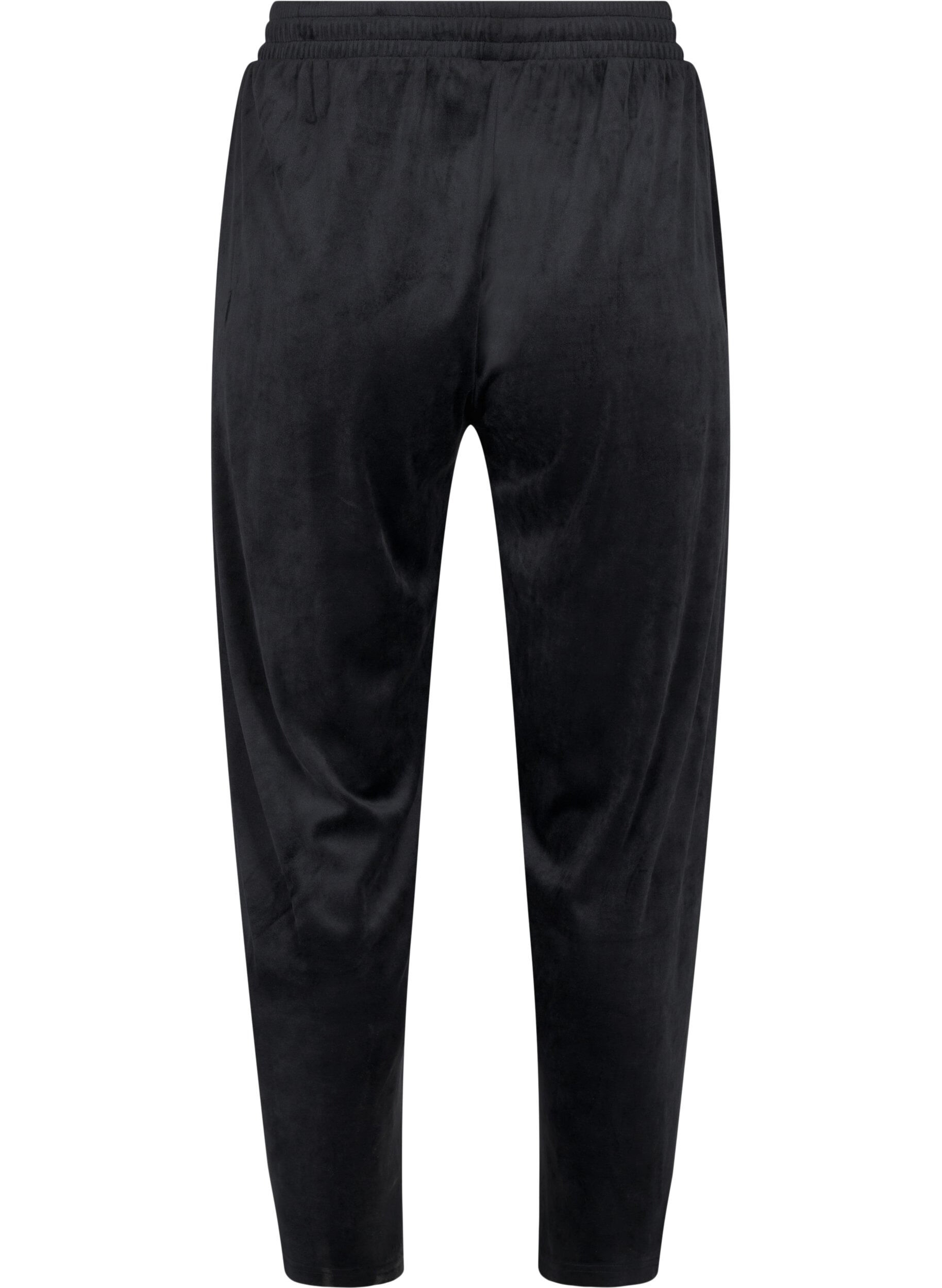 Zizzi Weite Hose aus Velours, Black, Packshot image number 1