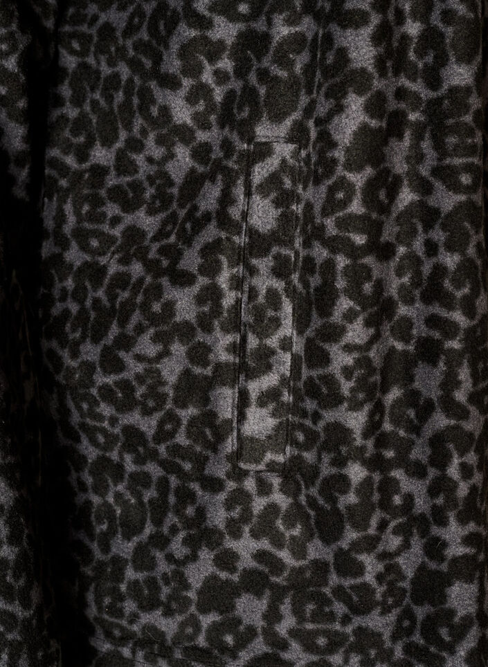Fleecejacke mit Leopardenmuster und hohem Kragen, Schwarz, Packshot image number 3