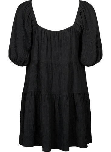 A-förmiges kurzes Kleid mit V-Ausschnitt, Black, Packshot image number 1