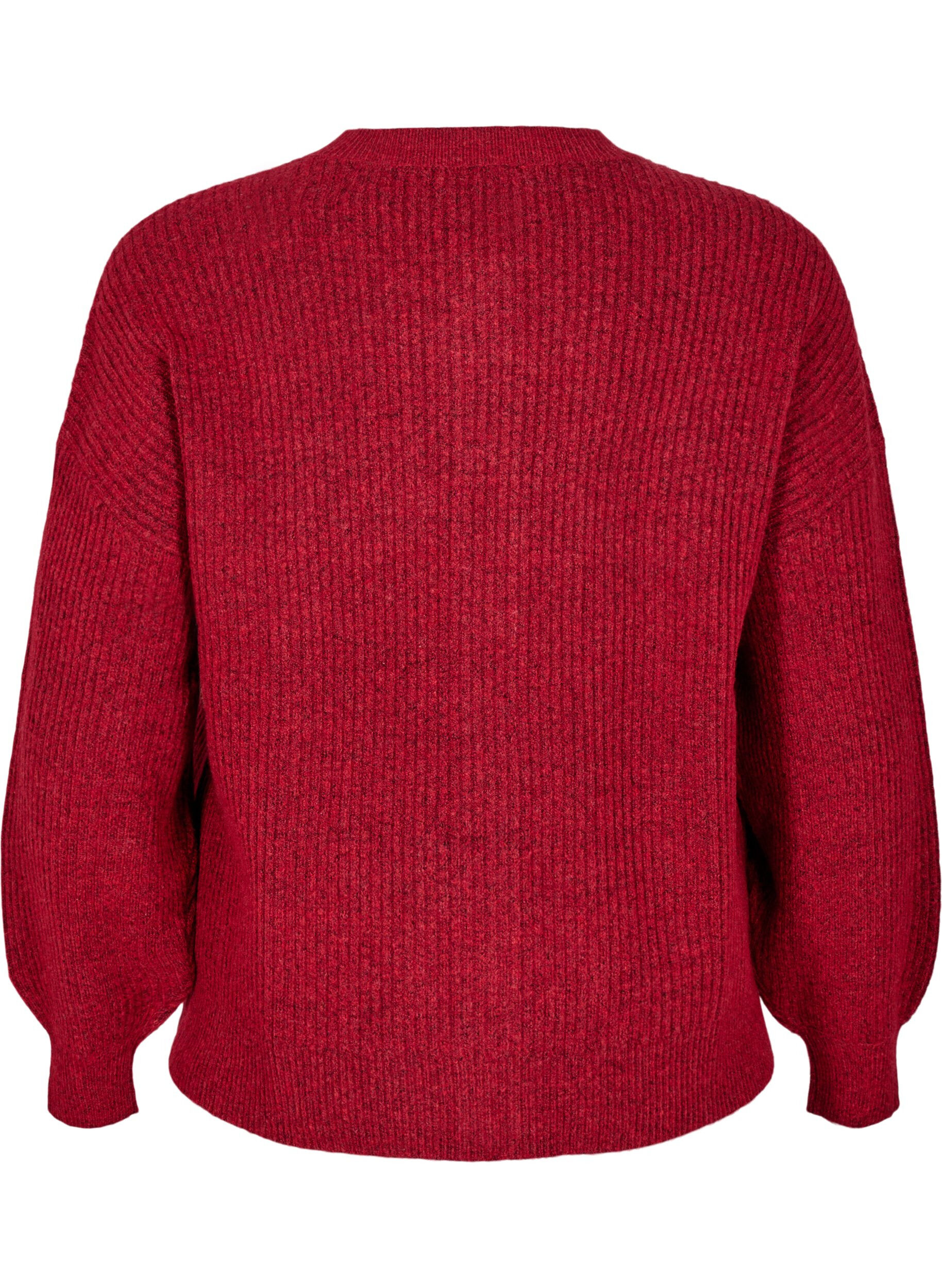 ZizziRippenstrick Strickjacke mit Kn&ouml;pfen, Rot, Packshot image number 1
